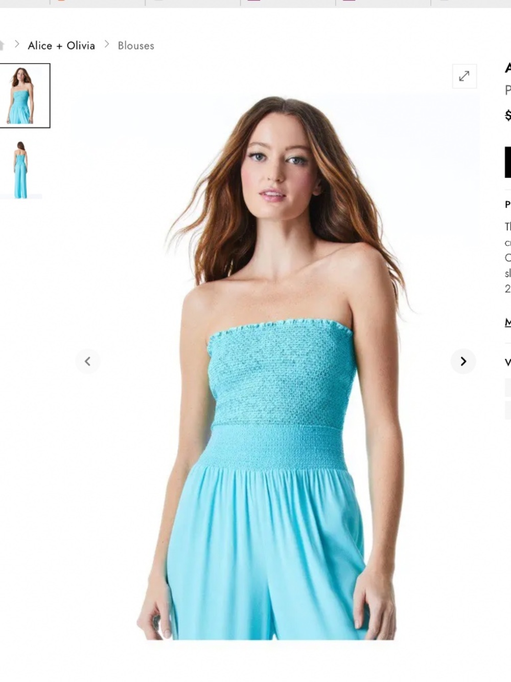 Alice & Olivia Penelope Smocked Crop Top